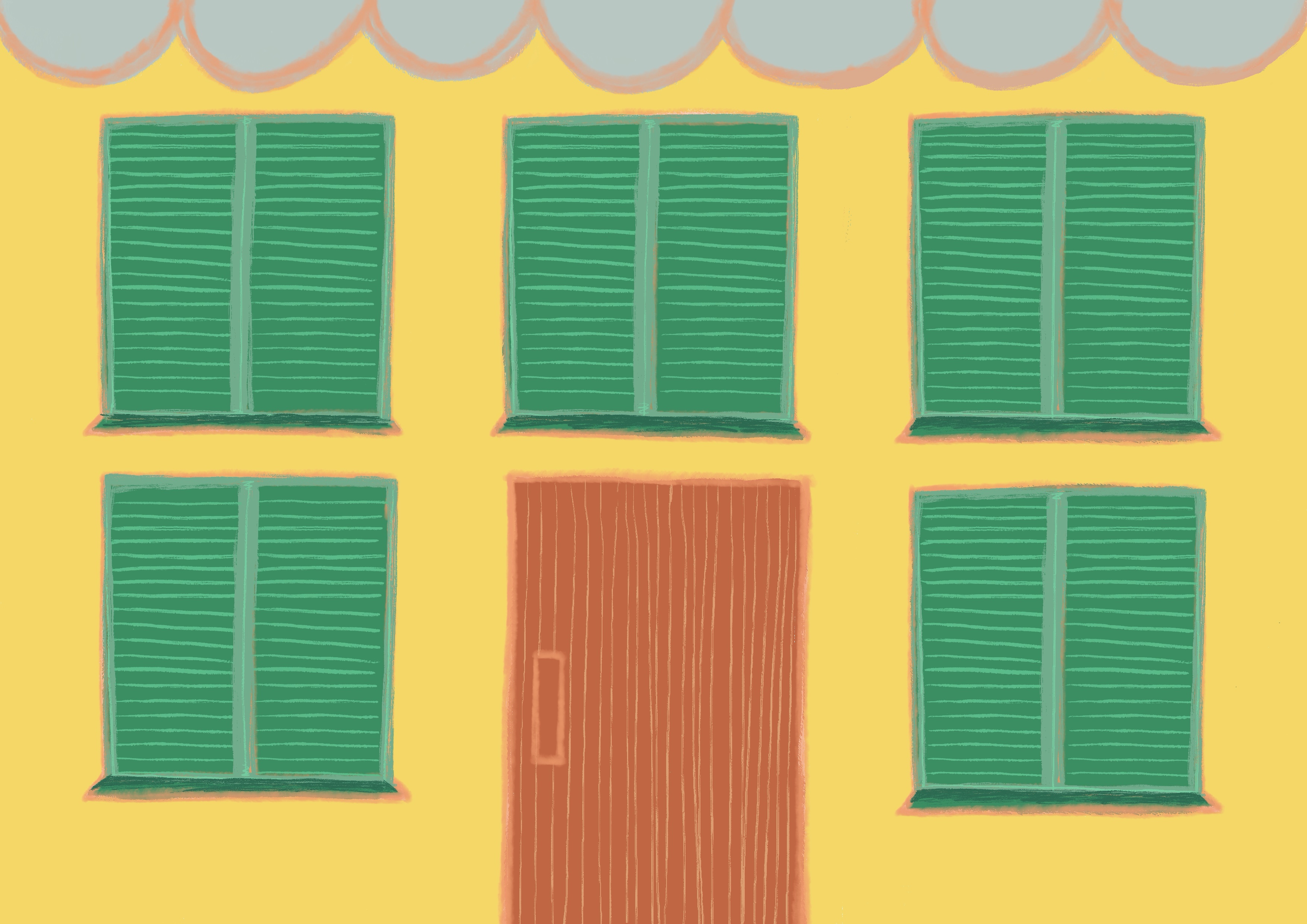 This picture is of the homepage that I drew. Each window will lead to a page for a week.